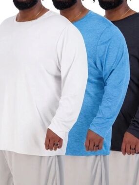 Real Essentials 3 Pack Men’s Long Sleeve Mesh Quick Dry UPF SPF